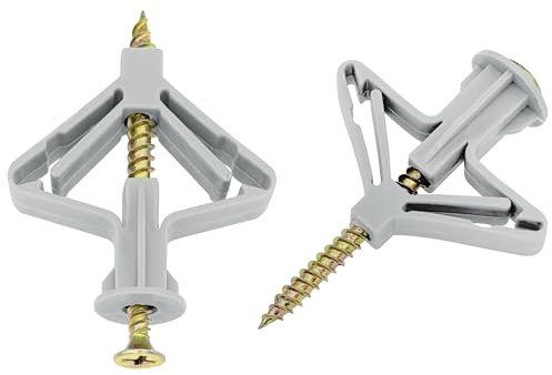 50 Sets Drywall Hollow Wall Anchors – Wall Plugs and Screws for Plasterboard Fixation