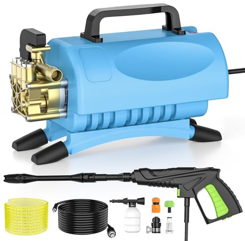 Hidrolimpiadora de Alta Presión 1000W, 50 Bares y 300 l/h, Limpiadora Compacta para Coche, Jardín y Terraza, con Filtro de Agua, Pistola de Alta Presión y Kit Completo, Ideal para Terrazas y Fachadas