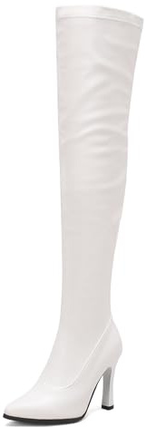 Gicoiz Donna Tacco a Spillos Sopra Il Ginocchio Stretch Appuntito Stivali Inverno Eleganti Thigh High Elastico Warm Stivali Alti Serata Bianco Numero 40.5 EU-42Cn
