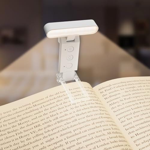 Electight Läslampa med Bokklämma, Ögonskonande Dimbar Boklampa | 6 Ljusstyrkor, 5 Färgtemperaturer & Timer, USB-uppladdningsbar, LED-klämlampa, För Böcker, Säng, Nattduksbord