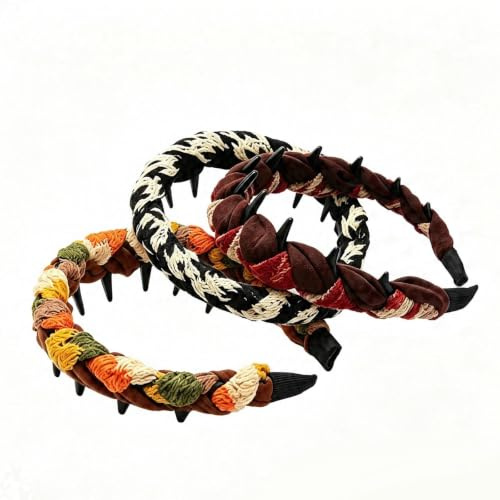 PHMING 3 Pieces Headbands for Women, Volume in the Chaplet Headband Zig Zag, Non-Slip Headband, for Daily Looks, Facial Cleansing and Skin Care, Makeup and Make-up Removal