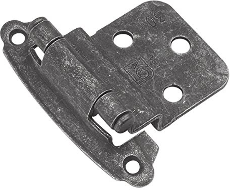 Hickory Hardware P243-VP Variable Overlay 3/8 Inch Inset - Easy Installation - Traditional Cabinet with 170° Opening Self-Closing Surface Mount Face Frame Hinge - Vibra Pewter Finish 1 Set of Pair
