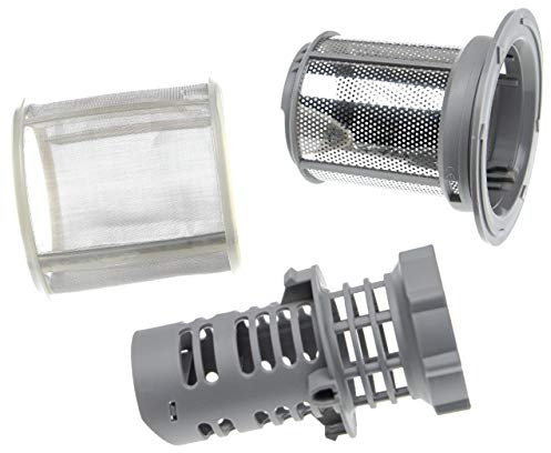 vhbw Feinsieb- / Schmutzsieb-Set (3-teilig) kompatibel mit Bauknecht Geschirrspüler - Spülmaschinensieb, 9cm Silber Grau