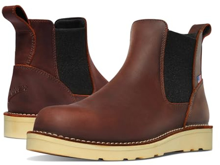 Danner 6” Bull Run Chelsea Work Boots for Men - Oiled Full-Grain Leather Upper with Mesh Lining, 3-Density Cushion Footbed, and Non Slip Wedge Outsole, Brown - 10 EE