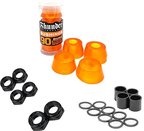 Thunder Skateboard Bushings Premium 90A Medium Clear Orange with Dime Bag Axle, Kingpin Nuts and Speed Kit - Rebuild/Refresh Pack That fits Almost All Skateboard Trucks