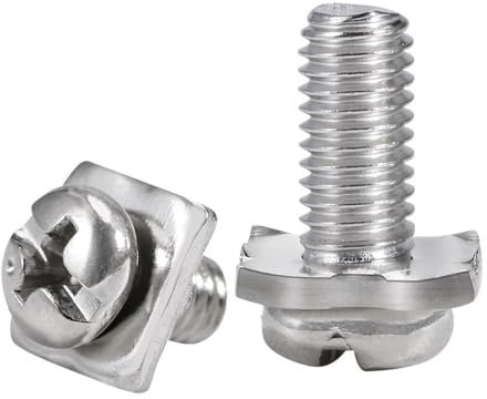 Bornier nickelé M3 M3.5 M4 M5, vis à tête cylindrique avec rondelle carrée, tête cylindrique croisée, Deux vis combinées, 10 à 30 pièces (Size : M3x6x7mm-30pcs)