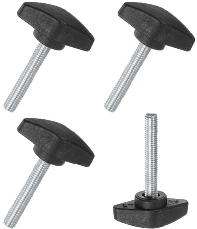 M METERXITY 4-Pezzi Viti a Testa Zigrinata, M6x40mm Manopole a T, Manopola di Serraggio in Plastica per Lavorazione del Legno/Macchinari/Attrezzature, Vite di Serraggio [Nero]