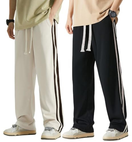 GRECIILOOKS Löst sittande byxor för män med medelhög midja | Vanlig | Snygga sportbyxor | träningsbyxor (finns i plusstorlek och 2-pack)