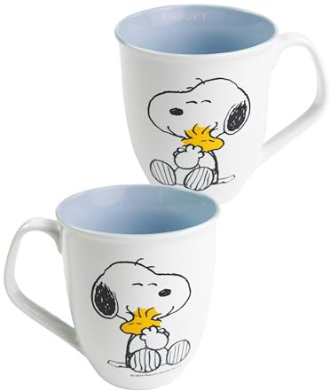 United Labels The Peanuts Tasse Snoopy 280 ml, Blau Weiß, Kaffeebecher aus Keramik, Kaffeetasse