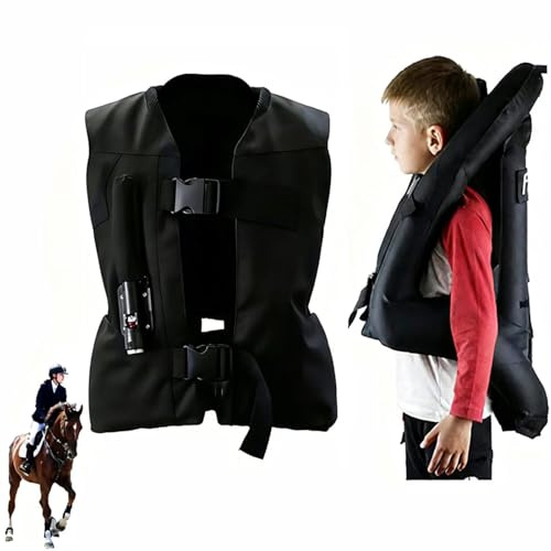 Heerben Gilet Airbag D'Équitation Adultes, Équipement D'Entraînement De Moto Équestre Réglable pour 4 Saison,Noir,M