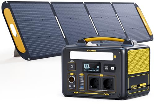 VTOMAN Jump 600X Centrale Elettrica Portatile con 220W Pannello Solare - 600W/299Wh LiFePO4 Batteria Power Station Generatore Solare, Capacità Espandibile a 939Wh, per Campeggio, Emergenza, Viaggio