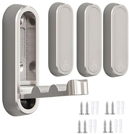 Ndjiloik 4 Piezas Ganchos Plegables Ganchos para abrigos con Tornillos Gancho Pared Puerta, para Colgar Abrigos Bufandas, Monederos y Más,Plateado
