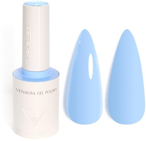 Venalisa Gel Nail Polish Blue 10ml Stylish Round Bottle with Top Label Showing Colour and Number UV Gel Polish for Stunning Nail Art Design 5002