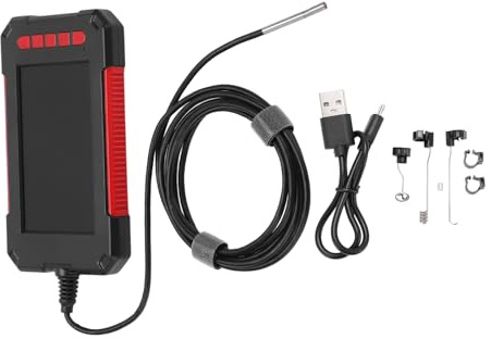 Telecamera di ispezione endoscopica HD 3,9 mm con schermo 4,3 pollici – sonda flessibile 2 m, illuminazione LED regolabile, resistente all’acqua IP67 per tubi e controllo industriale