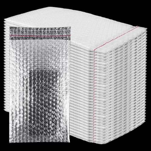 CYEER Lot de 100 Sacs à Bulles Autocollants 15x25 cm, Pochettes de Protection Antichoc avec Fermeture Adhésive, Enveloppes Matelassées pour Expédition, Déménagement et Objets Fragiles