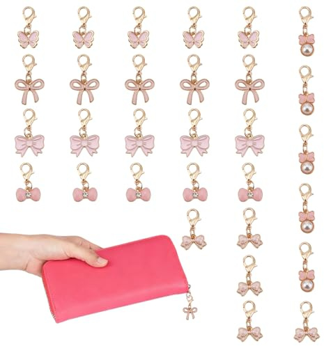NICENEEDED 30 Porte Clés Nœud Papillon Cadeaux de Fête Porte Clés Mignons en Forme de Nœud Papillon Porte Clés Roses pour Décorations de Fête d'anniversaire sur Le Thème des Cheerleaders Féminines