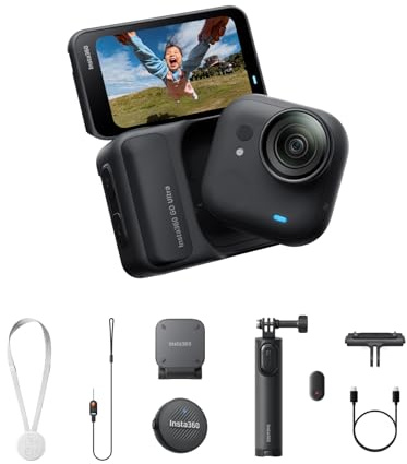 Insta360 GO Ultra Vlogger Bundle - Small 4K Vlogging Camera, Hands-Free, POV Cam, 1/1.28 Sensor, 53g Lightweight, 156° FOV, 200 Min Battery Life, Magnetic Wearable Action Camera for Sports, Vlog