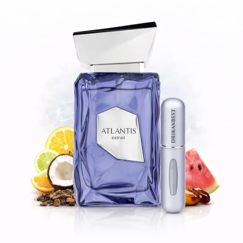 ATLANTIS EXTRAIT Perfume Unisex 100ml – Fragancia Fresca Tropical con Coco, Sandía y Ámbar Gris – Aroma Veraniego, Moderno y Duradero + Atomizador Drikanbest de Regalo
