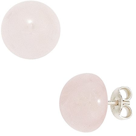 Jobo Damen-Ohrstecker aus 925 Sterling Silber mit Rosenquarz 10 mm Rund
