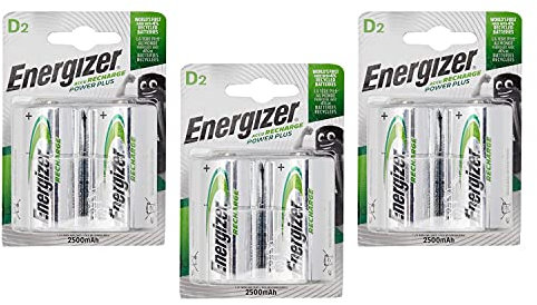 Energizer lote de 3 Blisters de 2 pilas recargables HR20 Power Plus D 2500 mAh
