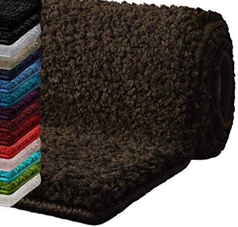 casa pura Badematte 70x120 cm braun, Flauschiger Badezimmerteppich Shaggy, Badvorleger rutschfest, waschbar, Duschvorleger, Teppich Fußmatte für Badezimmer und Dusche