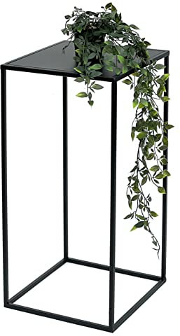DanDiBo Sgabello per fiori in metallo nero, rettangolare, 60-50 cm, tavolino da tavolo 96312 con colonna di fiori, moderno supporto per piante (60 cm)