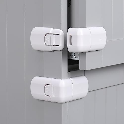 RosewineC 4 Pack White Safe Cupboard Locks for Children