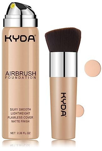 KYDA AirBrush Foundation Spray, Makelloses Foundation mit Voller Deckkraft, Glattes, Cremiges Finish, Haltbare,Leichte, Atmungsaktive Foundation für Reife Haut-#125 Nude Beige