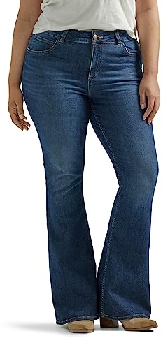 Lee Women's Legendary Mid Rise Flare Jean, Inner Strength, 14