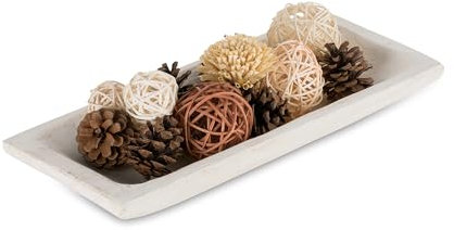 Hanobe Cuenco Decorativo de Madera: Centro de Mesa Largo, Decoración, Portavelas Natural, Rústico, Sin Acabar para Comedor y Cocina