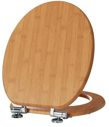 SAINOS MDF-Toilettensitz mit Soft-Close-Mechanismus Schnellverschluss-Funktion für einfache Reinigung, O-förmiger Toilettensitz mit verstellbaren Scharnieren, Wc-Sitz Mit Absenkautomatik Holz