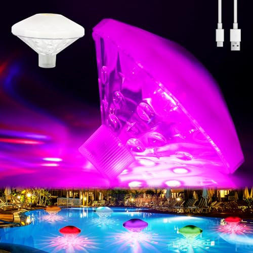 Hojalis Schwimmende Poolbeleuchtung, 2024 Neu Poolbeleuchtung Unterwasser, Unterwasser Licht, IP67 Wasserdichtes, Unterwasser LED, Poolbeleuchtung Für Schwimmbädern,Garten,Pools,Whirlpool,Party