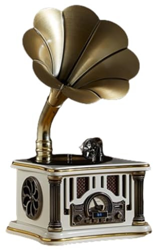 Grammofono Vintage, fonografo vecchio stile con connessione Bluetooth/radio FM USB, soggiorno in stile europeo con ornamenti nostalgici, giradischi in vinile,White