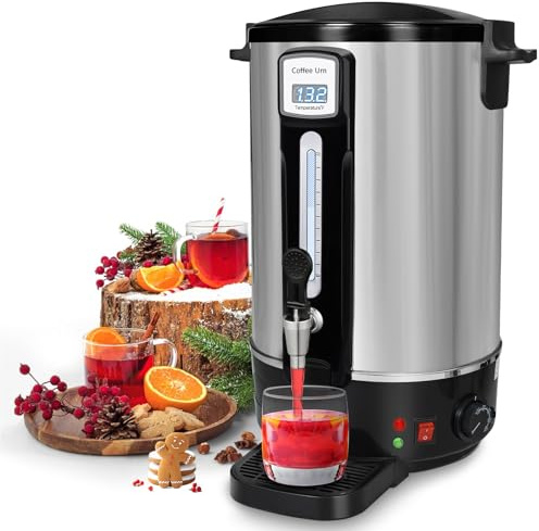 alelarocr Commercial Coffee Urn 50 Cups（12L, Stainless Steel Large-Capacity Coffee Maker for Catering, Events, Offices & Restaurants, Fast Brew & Keep Warm Function