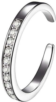 Cupimatch tåring 925 sterlingsilver: klassisk justerbar öppen tåring med zirkonia allergivänliga justerbara band ring enkel sommar strand fotsmycken för kvinnor mor flickor, Rostfritt stål