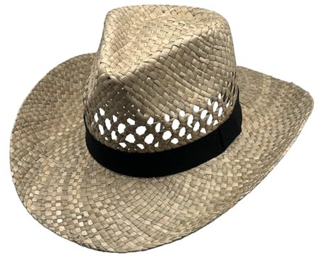 MivBuks Strohhut Herren Sommer Cowboy Hut für Damen Sommerhut Westernhut UV Schutz onnenhut Panama Hut (DE/NL/SE/PL, Alphanumerisch, M, Natur)
