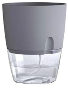 Spotact Macetas de riego automático, para uso en interiores y exteriores, maceta de riego automático para hierbas, flores, suculentas, 2 piezas (gris, pequeño)