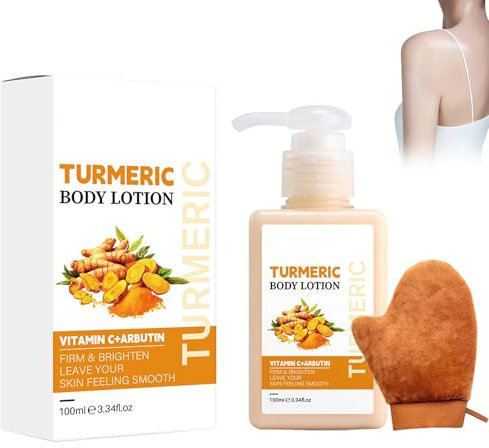 Rostblant 100ml curcuma lozione per il corpo, viene fornito con un guanto per una facile applicazione, lozione corpo illuminante per idratare, latte per la pelle Crema (38)