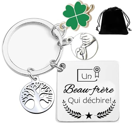 Cadeau Beau Frere porte cle Cadeau Grand Frère Porte-Clés Pour Frère Homme Porte-Clés Cadeau Pour La Fête Des Pères Cadeaux d'anniversaire Cadeaux de NoëL Porte Clef Homme (Beau-Frère)