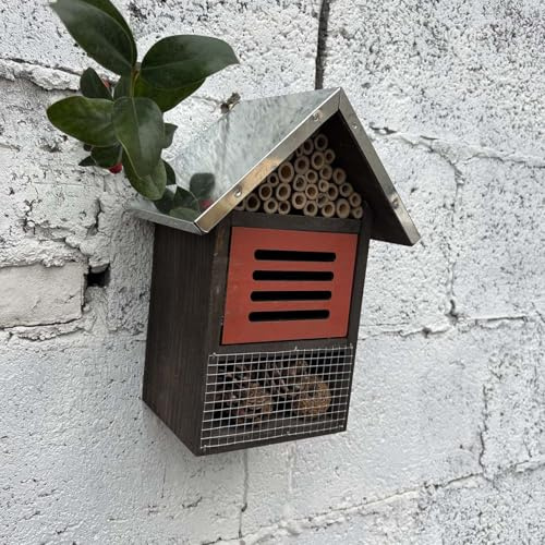 Maison d'abeilles suspendue en bois - Hôtel à insectes pour abeilles, coléoptères, papillons et coccinelles - Habitat naturel pour le jardin et la maison