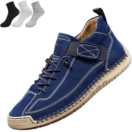 Kvinnors lädersneakers, kvinnor handgjorda läder bekväma skor dra på ortopediska stövlar skor
