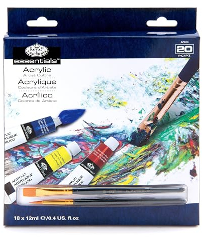Acrylic Paint Set 18 Colors + 2 Brushes