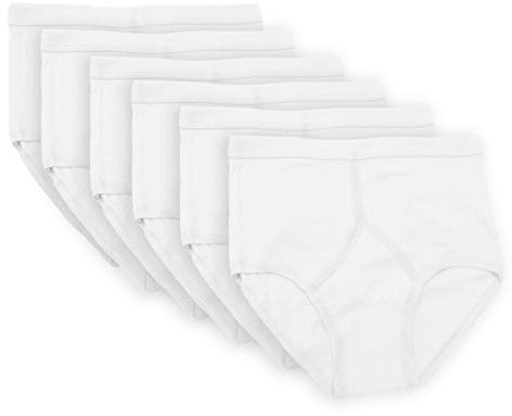 Undercover lingerie Mens Cotton Y Fronts Briefs 6 Pack White Large