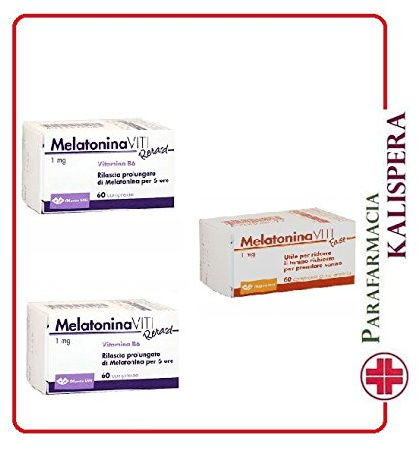 2 Melatonina Viti Retard + 1 Melatonina Fast da 1 mg-con vit B6 120 + 60 cpr migliora qualita sonno