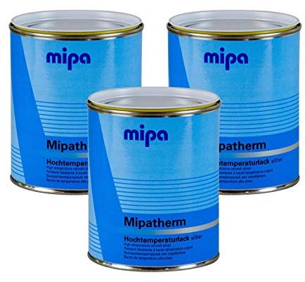 3x MIPA Mipatherm Silber Thermolack Ofenlack hitzebeständig bis 800°C 750 ml