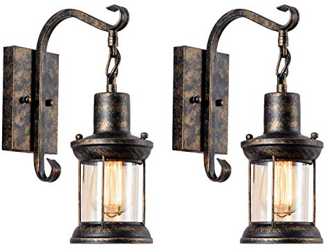 GLADFRESIT Vintage Wall Light Industrial Lighting Retro Metal Wall lamp Indoor Home Lights Fixture with Glass Shade Cover(Single lamp-Base Painted with Oil Rubbed Bronze) (Oil Bronze 2 Packs)