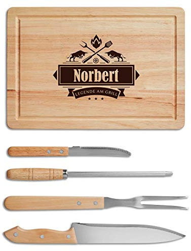 BBQ-Steakset 5-teilig Norbert (BZW. Wunschname) - Legende am Grill