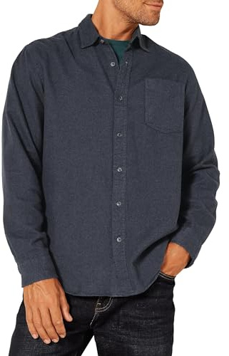 Amazon Essentials Men's Regular-Fit Long-Sleeve Flannel Shirt (Available in Big & Tall), Black, X-Large