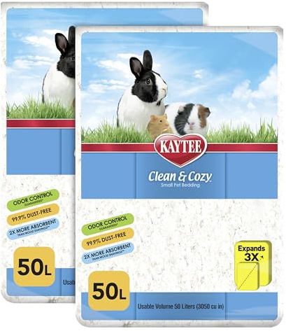 Kaytee Clean & Cozy White Paper Bedding, Made for Small Animals, 100 Liters, Pack of 2