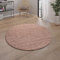 Paco Home Teppich Wohnzimmer, Schlafzimmer/Hochflor Shaggy in versch. Designs Farben und Größen, Grösse:120 cm Rund, Farbe:Rosa